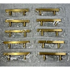 10 Pack Cabinet Handles Pulls Gold Brushed‎ Satin Brass Kitchen Stainless Steel